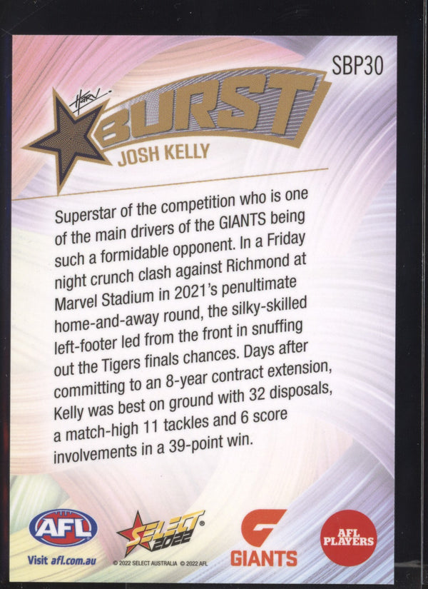 Josh Kelly 2022 AFL- Select Footy Stars Starburst Paint