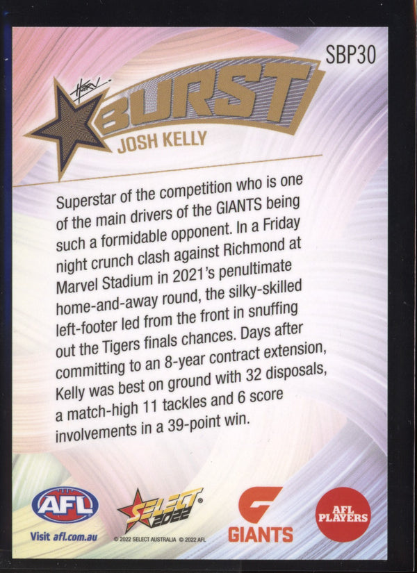 Josh Kelly 2022 AFL- Select Footy Stars Starburst Paint