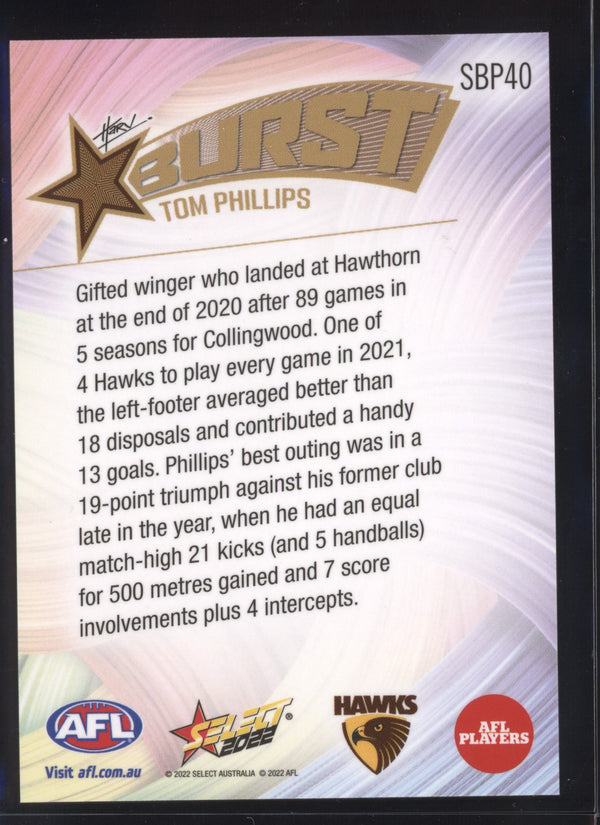 Tom Phillips 2022 AFL- Select Footy Stars Starburst Paint