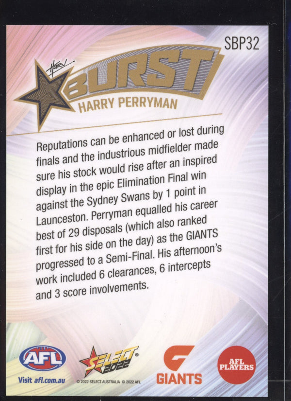 Harry Perryman 2022 Select Footy Stars Starburst Paint