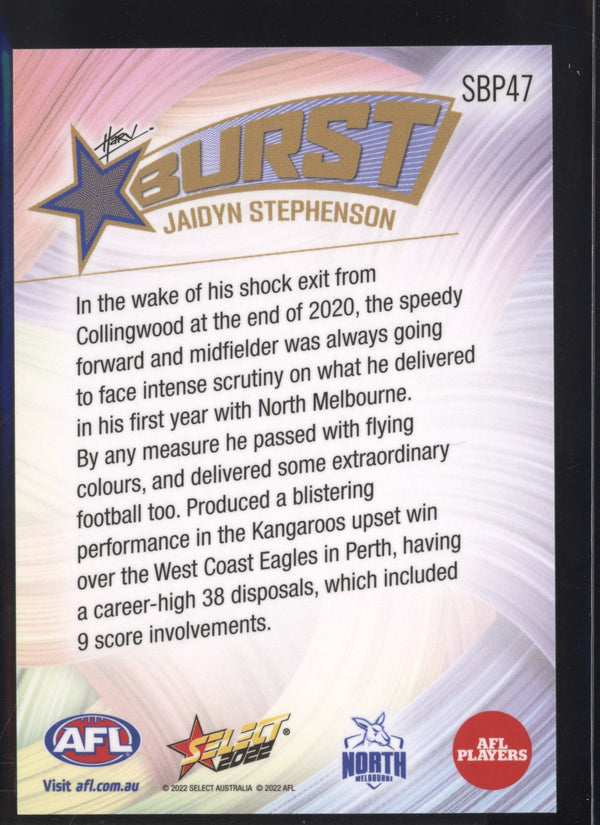 Jaidyn Stephenson 2022 AFL- Select Footy Stars Starburst Paint