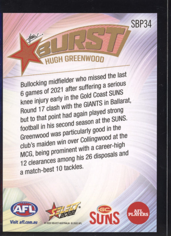 Hugh Greenwood 2022 Select Footy Stars Starburst Paint