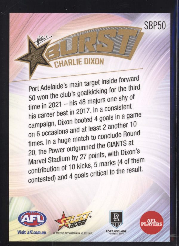 Charlie Dixon 2022 AFL- Select Footy Stars Starburst Paint