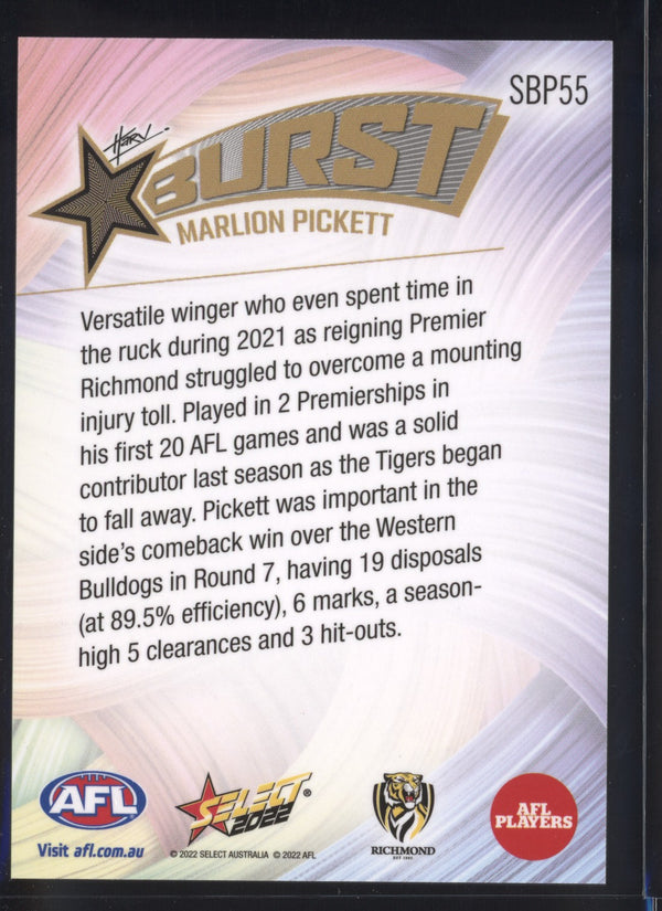 Marlion Pickett 2022 AFL- Select Footy Stars Starburst Paint