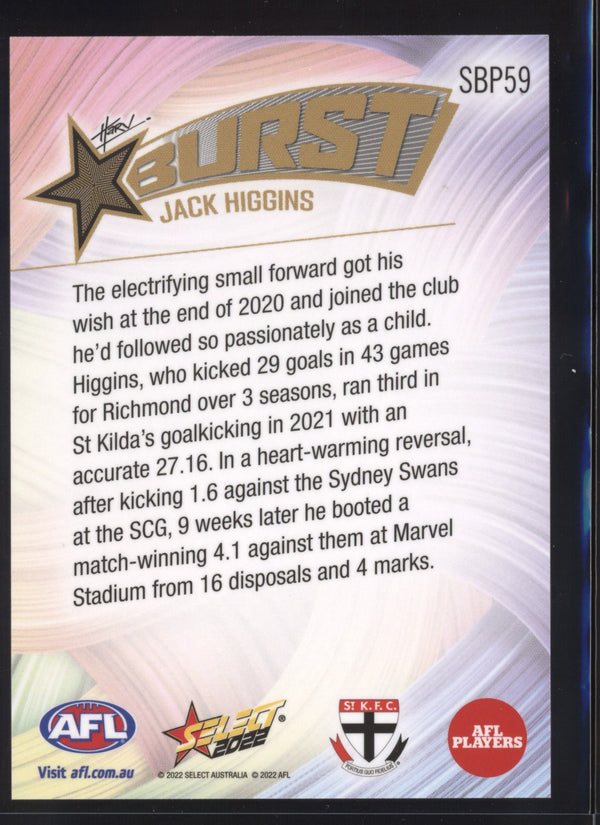 Jack Higgins 2022 AFL- Select Footy Stars Starburst Paint