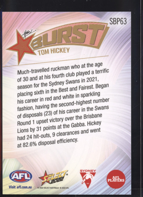 Tom Hickey 2022 AFL- Select Footy Stars Starburst Paint