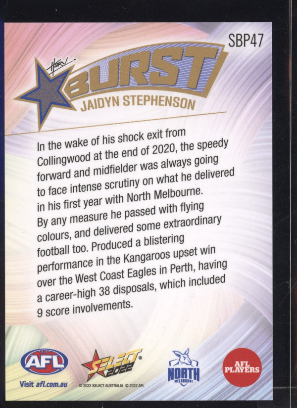 Jaidyn Stephenson 2022 Select Footy Stars Starburst Paint