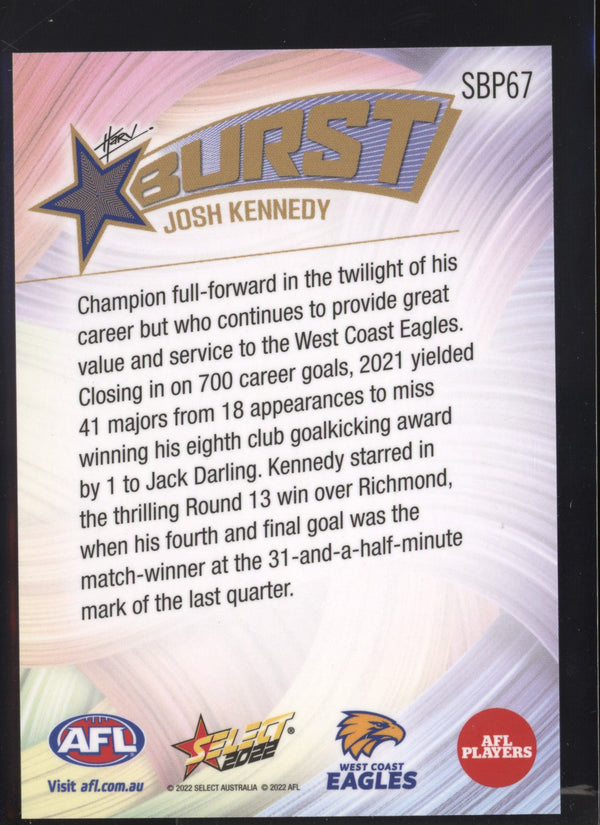 Josh Kennedy 2022 AFL- Select Footy Stars Starburst Paint