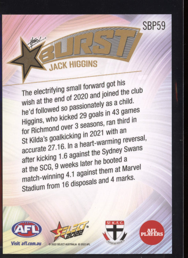 Jack Higgins 2022 Select Footy Stars Starburst Paint