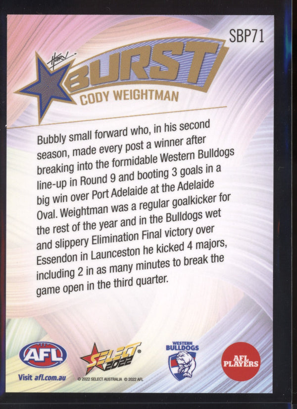 Cody Weightman 2022 AFL- Select Footy Stars Starburst Paint