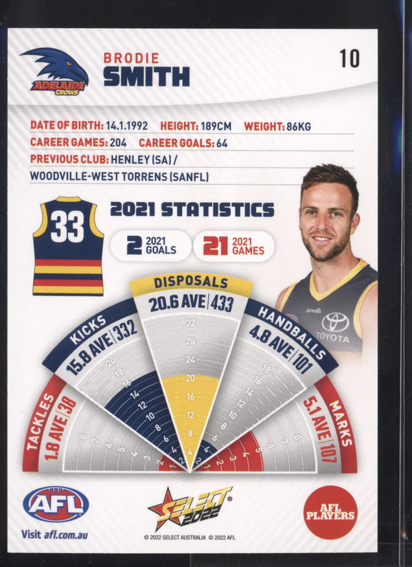 Brodie Smith 2022 AFL- Select Footy Stars Gold Seal