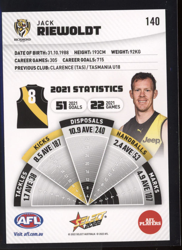 Jack Riewoldt 2022 AFL- Select Footy Stars Gold Seal