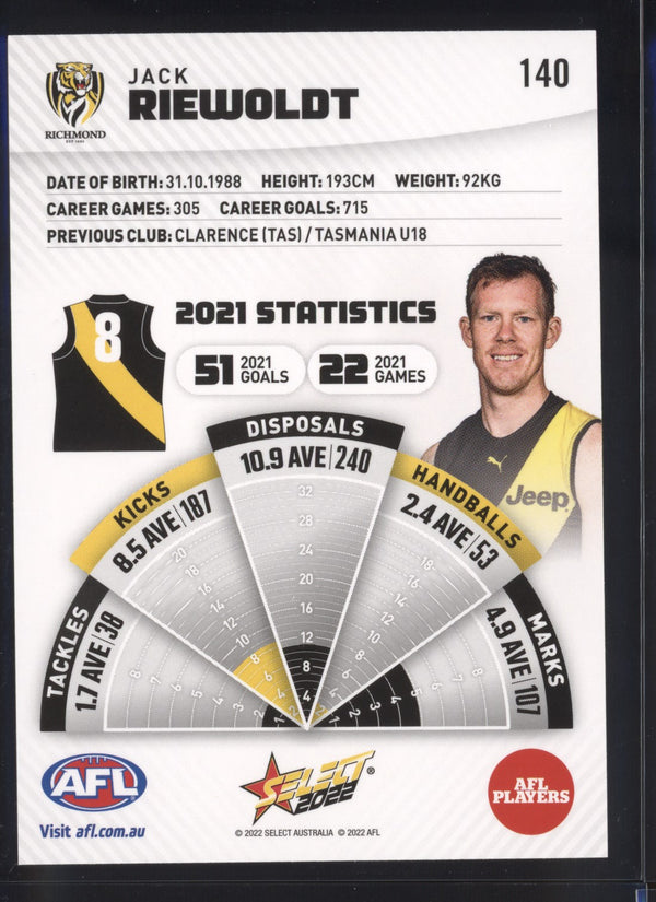 Jack Riewoldt 2022 AFL- Select Footy Stars Gold Seal