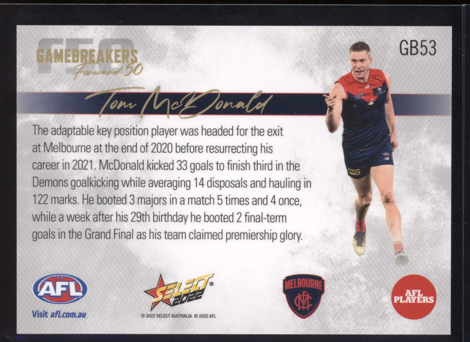 Tom Mcdonald 2022 Select Footy Stars Gamebreakers