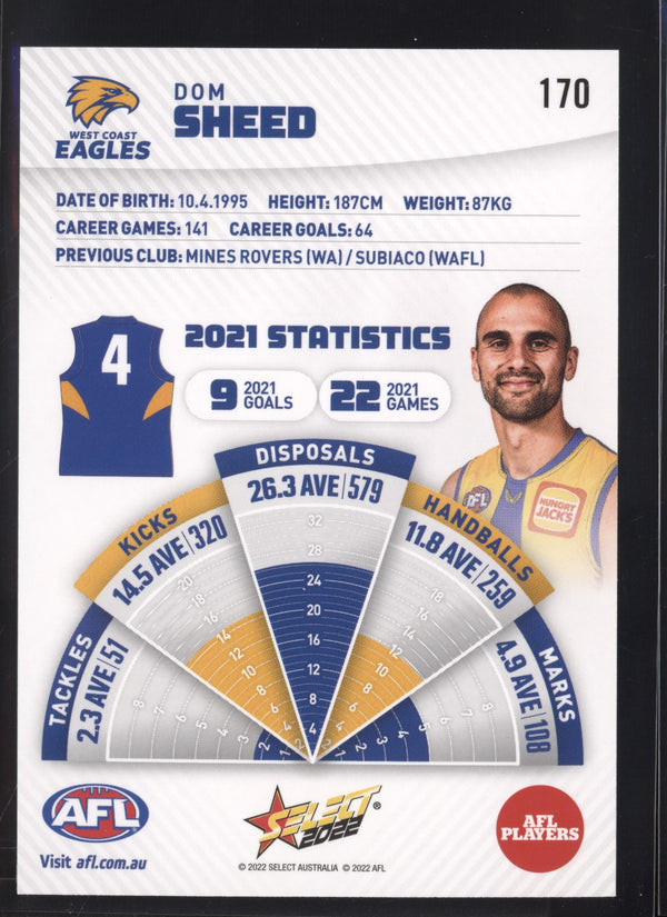 Dom Sheed 2022 AFL- Select Footy Stars Gold Seal