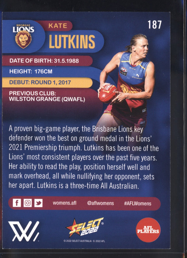 Kate Lutkins 2022 AFL- Select Footy Stars AFLW Gold Seal