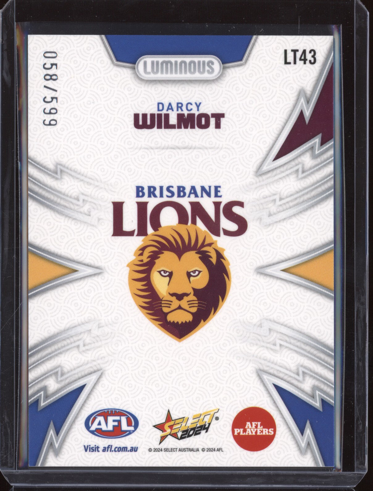 Darcy Wilmot 2024 Select Footy Stars LT43 Luminous Thunderbolt 58/599