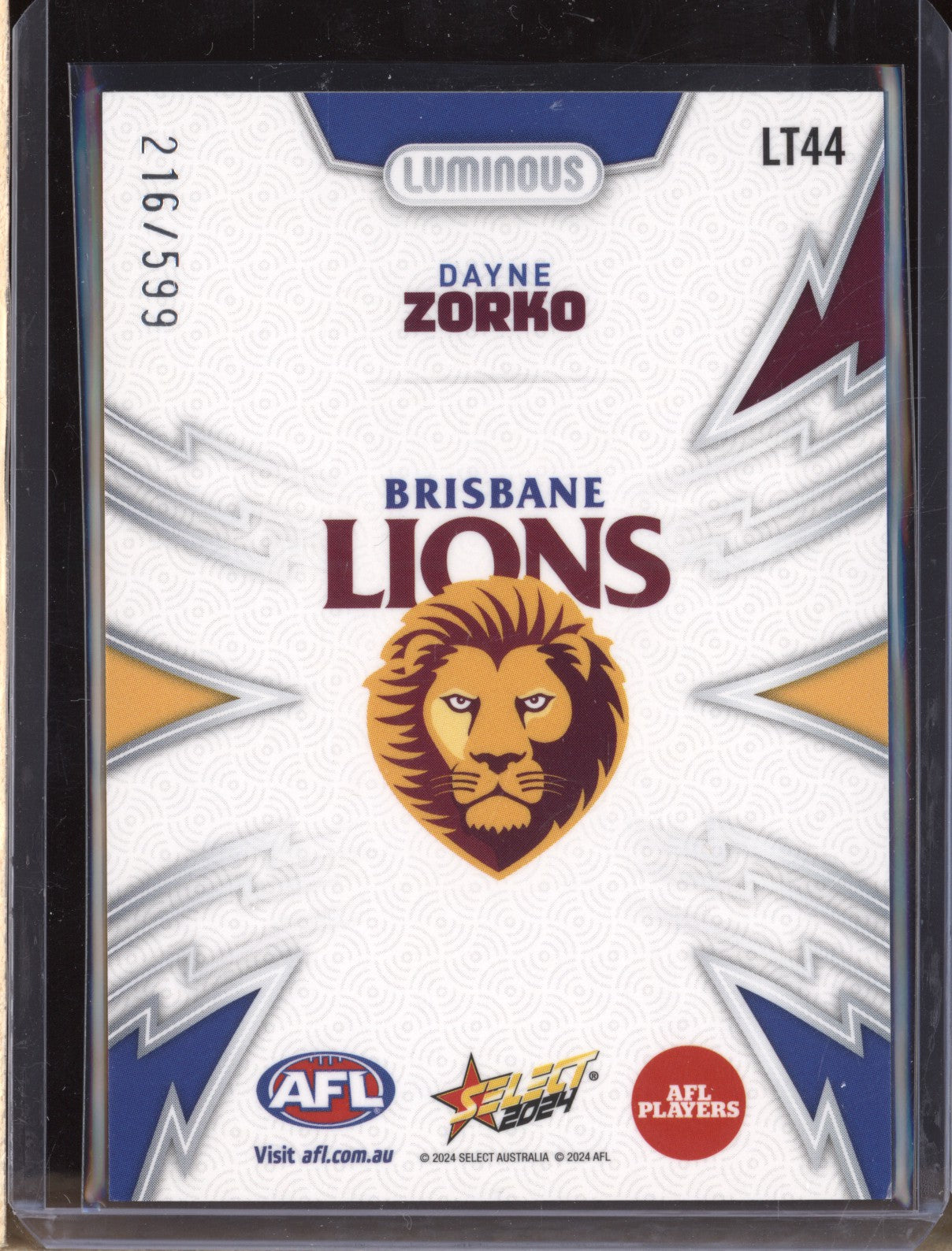 Dayne Zorko 2024 Select Footy Stars LT44 Luminous Thunderbolt 216/599