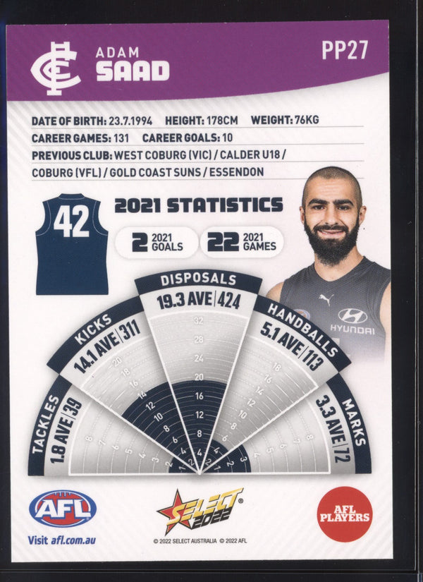 Adam Saad 2022 AFL- Select Footy Stars Purple Parallel