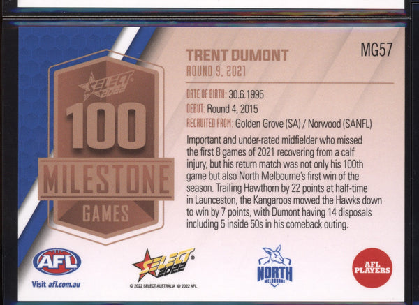 Trent Dumont 2022 Select Footy Stars 100 Game Milestone