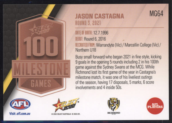 Jason Castagna 2022 Select Footy Stars 100 Game Milestone