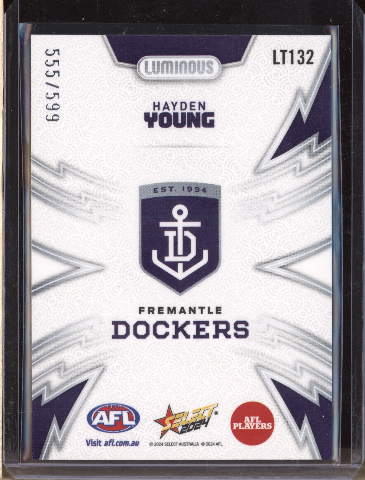 Hayden Young 2024 Select Footy Stars LT132 Luminous Thunderbolt 555/599