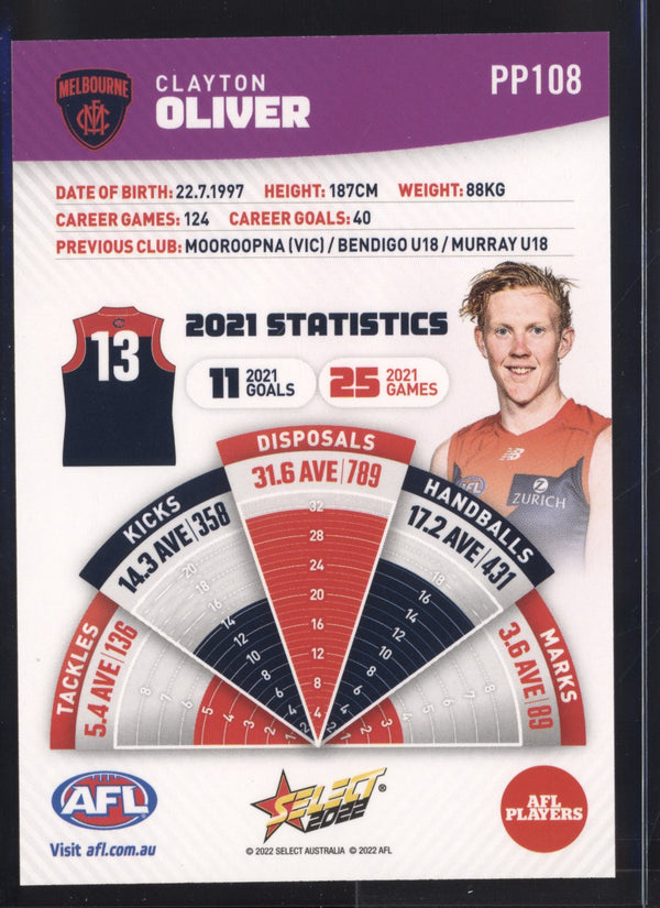 Clayton Oliver 2022 AFL- Select Footy Stars Purple Parallel