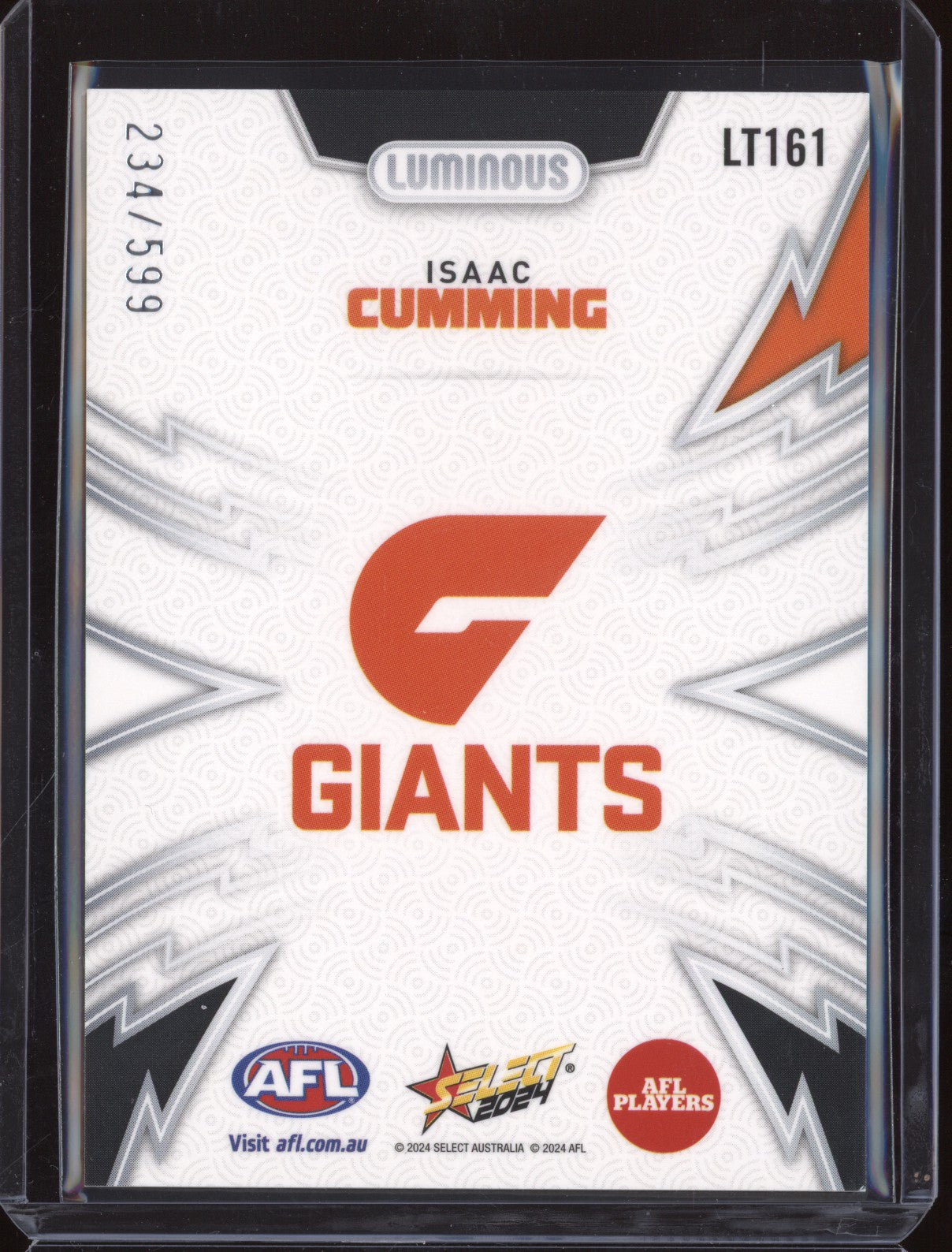 Isaac Cumming 2024 Select Footy Stars LT161 Luminous Thunderbolt 234/599