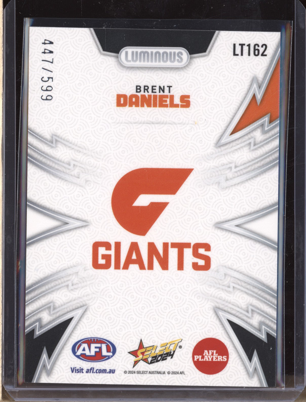 Brent Daniels 2024 Select Footy Stars LT162 Luminous Thunderbolt 447/599