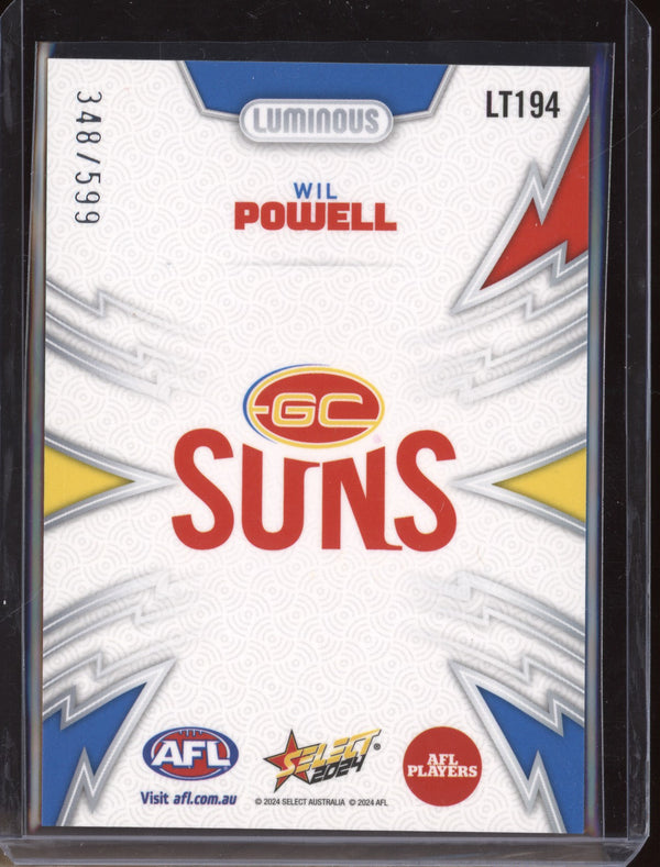 Wil Powell 2024 Select Footy Stars LT194 Luminous Thunderbolt 348/599