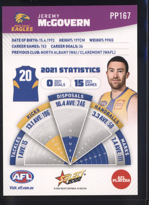 Jeremy McGovern 2022 AFL- Select Footy Stars Purple Parallel