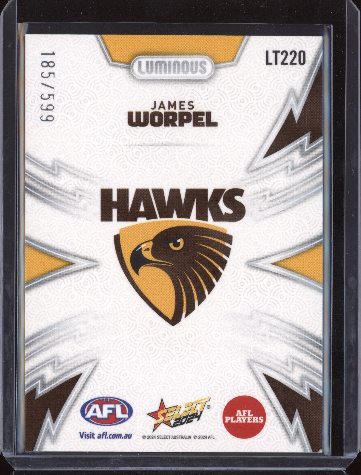 James Worpel 2024 Select Footy Stars LT220 Luminous Thunderbolt 185/599