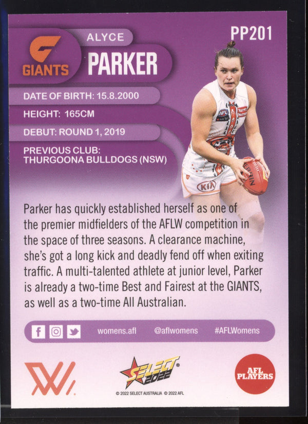 Alyce Parker 2022 AFL- Select Footy Stars AFLW Purple Parallel