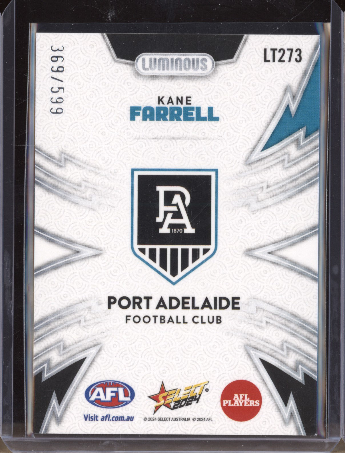 Kane Farrell 2024 Select Footy Stars LT273 Luminous Thunderbolt 369/599