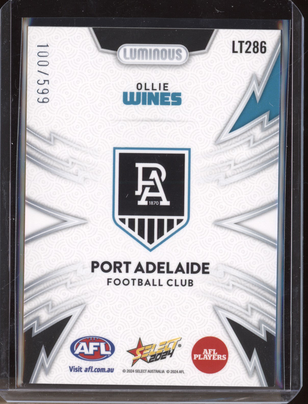 Ollie Wines 2024 Select Footy Stars LT286 Luminous Thunderbolt 100/599