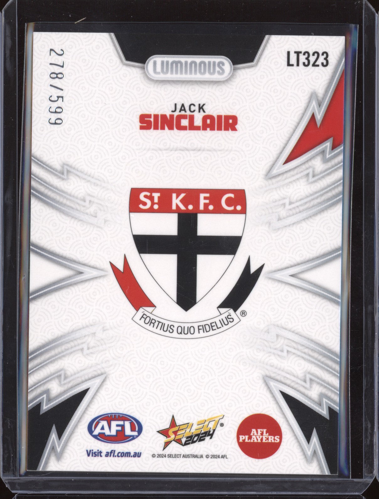 Jack Sinclair 2024 Select Footy Stars LT323 Luminous Thunderbolt 278/599