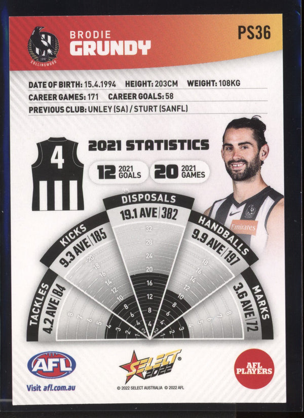 Brodie Grundy 2022 AFL- Select Footy Stars Sunset Parallel