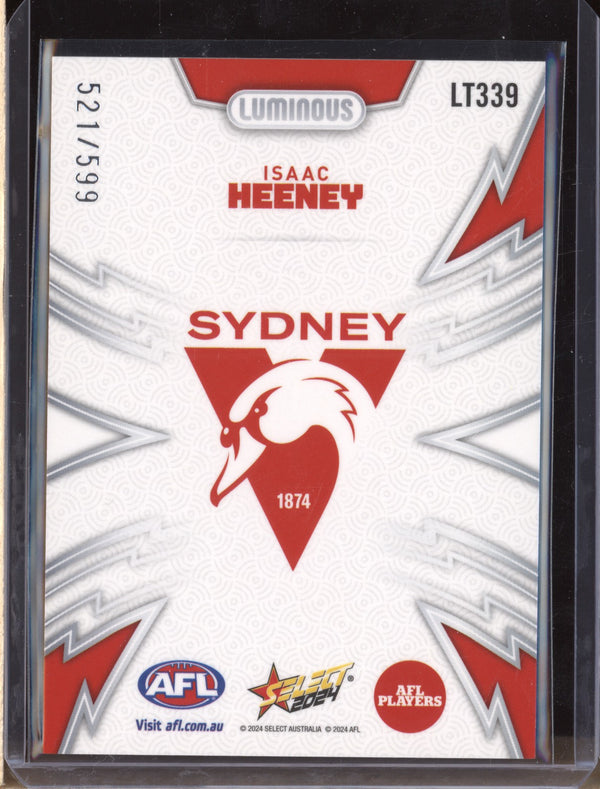 Isaac Heeney 2024 Select Footy Stars LT339 Luminous Thunderbolt 521/599