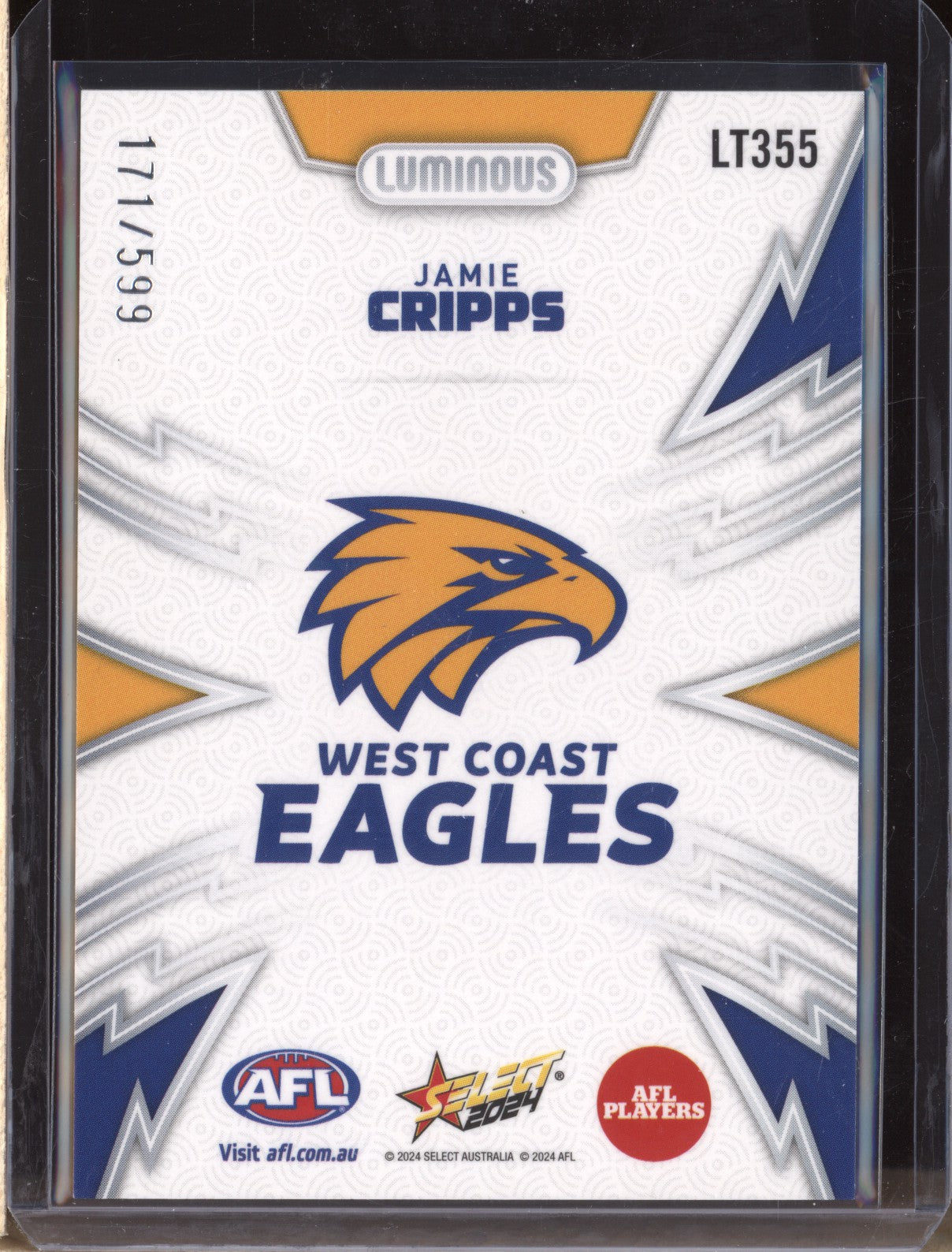 Jamie Cripps 2024 Select Footy Stars LT355 Luminous Thunderbolt 171/599