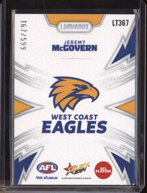 Jeremy Mcgovern 2024 Select Footy Stars LT367 Luminous Thunderbolt 167/599