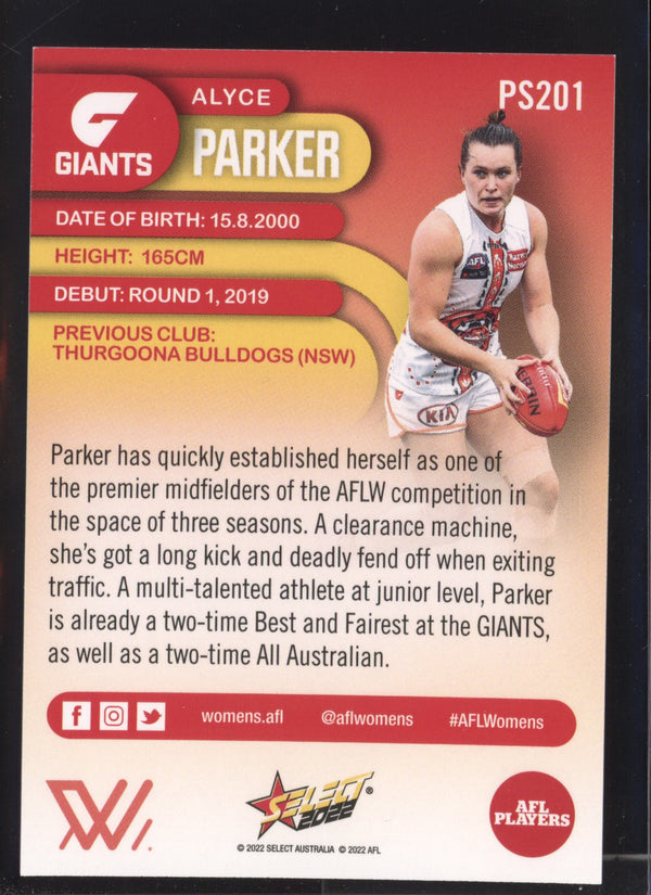 Alyce Parker 2022 AFL- Select Footy Stars AFLW Sunset Parallel