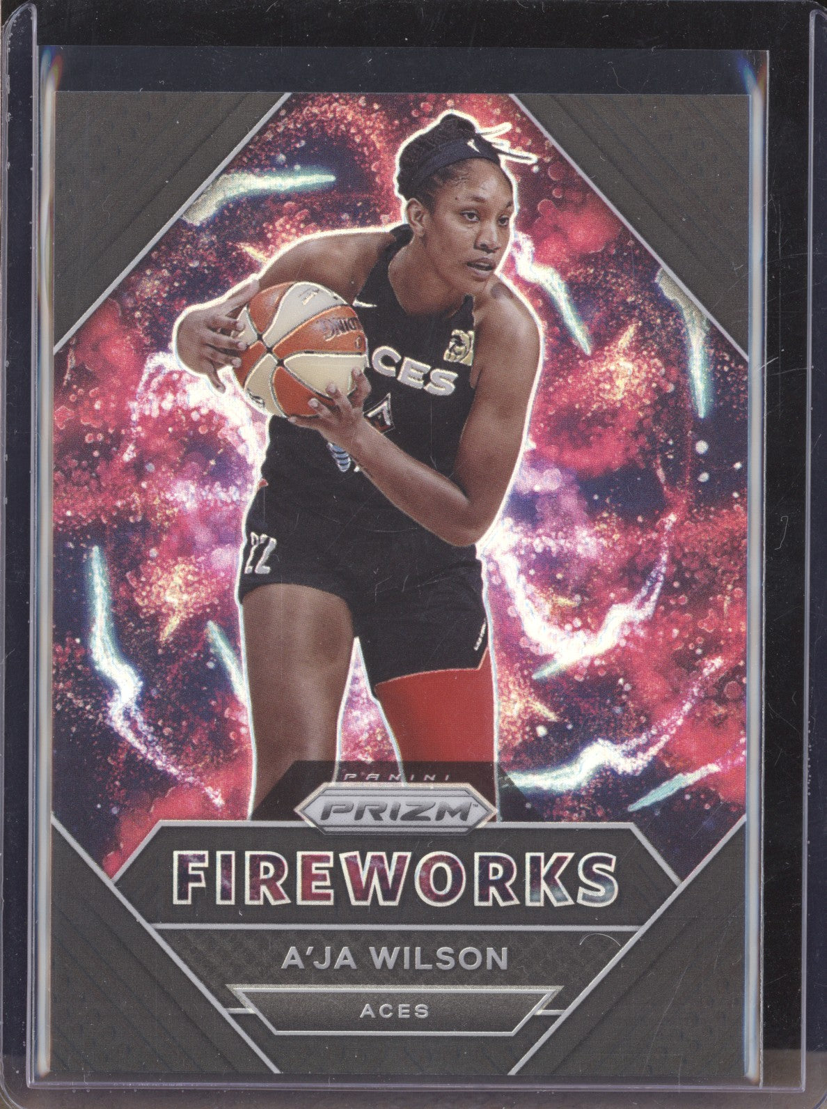 A'ja Wilson 2021 Prizm  Fireworks 9 Fireworks Black 1/1  ALV