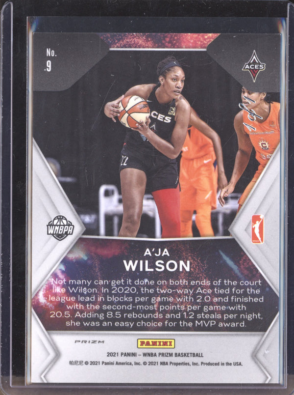 A'ja Wilson 2021 Prizm  Fireworks 9 Fireworks Black 1/1  ALV