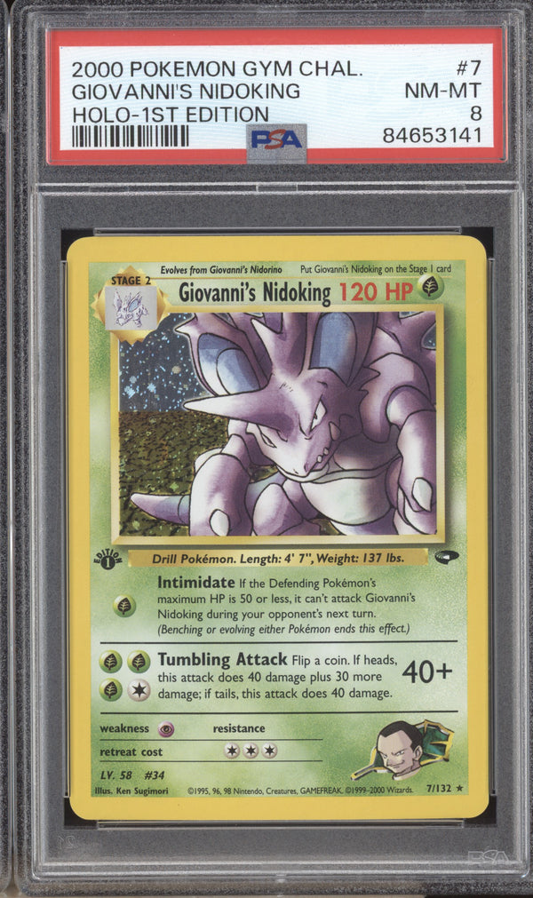 Giovanni's Nidoking 2000 Pokemon Gym Challenge 7 1st Edition Holo PSA 8 ASR