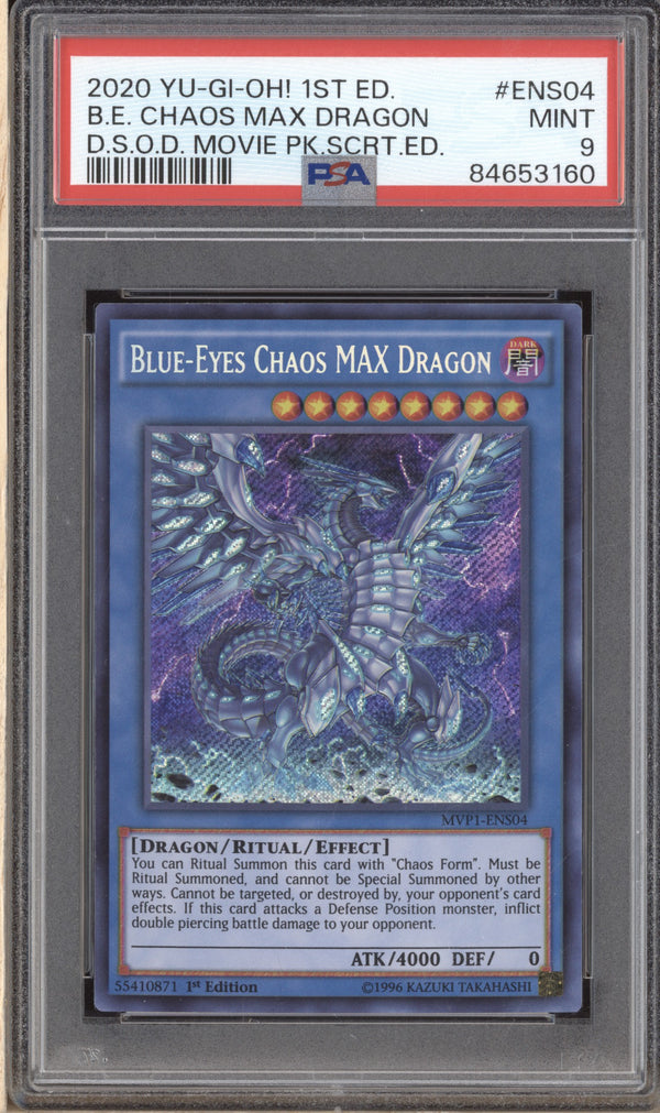 Blue-Eyes Chaos MAX Dragon 2020 YuGiOh Dark Side ENS04 1st Ed Secret PSA 9 ASR