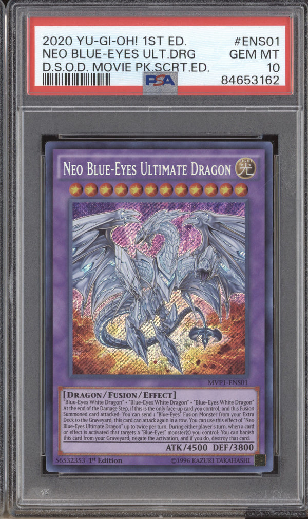 Neo Blue-Eyes Ultimate Dragon 2020 YuGiOh Dark Side 1 1st Secret PSA 10 ASR