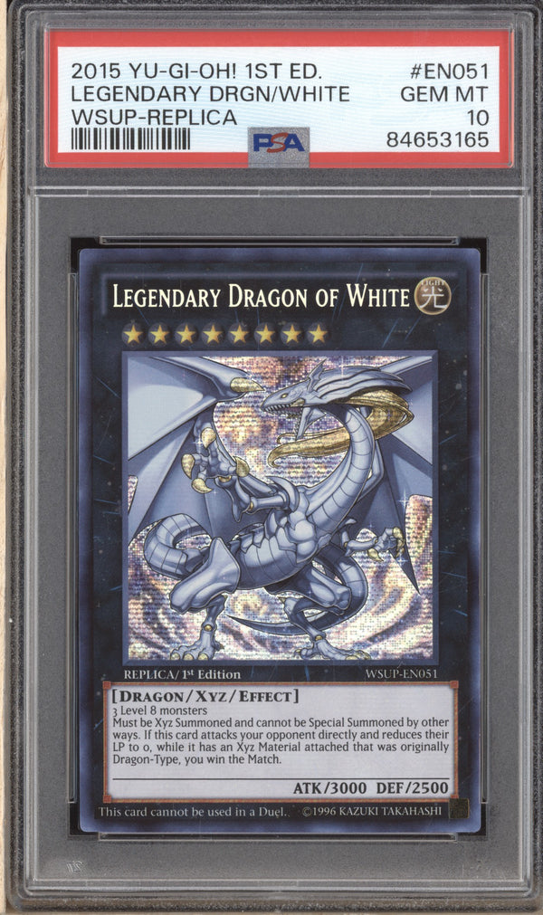 Legendary Dragon of White 2015 YuGiOh EN051 1st Edition Secret PSA 10 ASR