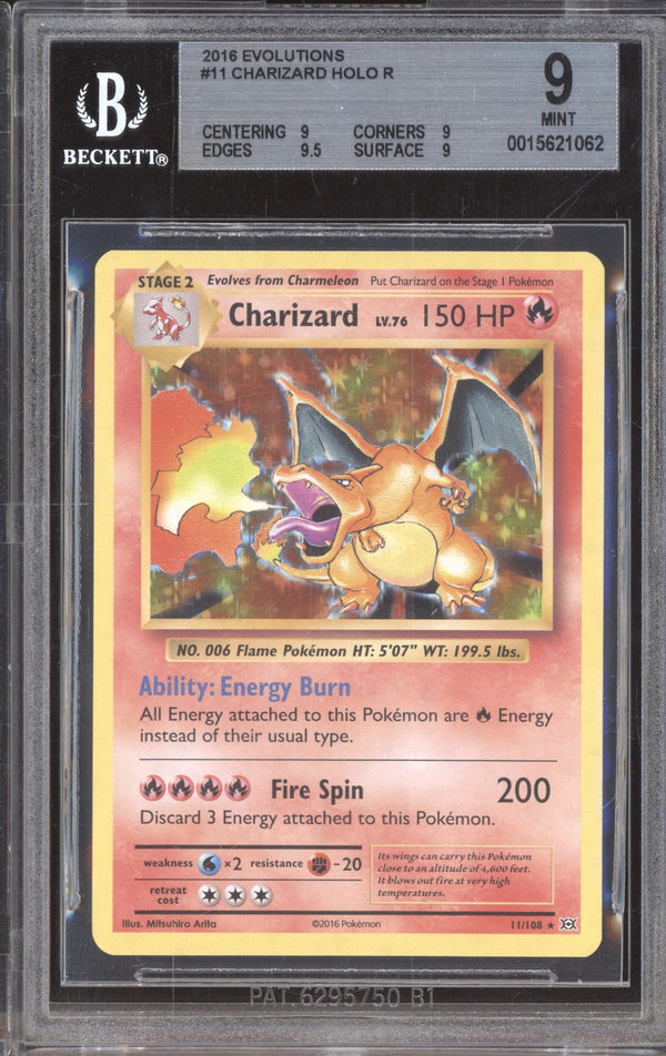 Charizard 2016 Pokemon Evolutions 11/108 Holo Rare BGS 9 ASR