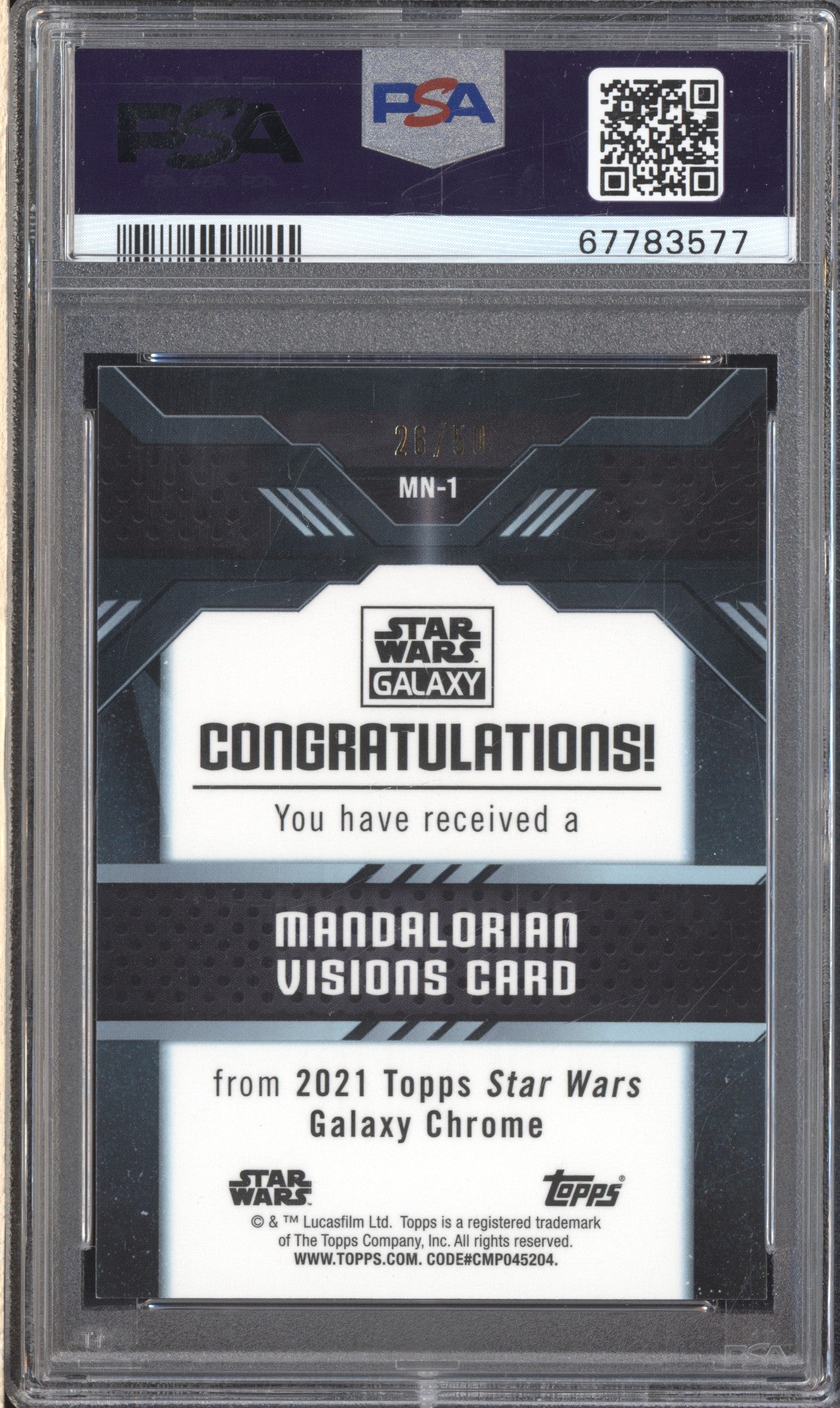 Visions of Mandalore 2021 Topps Star Wars Galaxy Purple /50 PSA 9 ASR