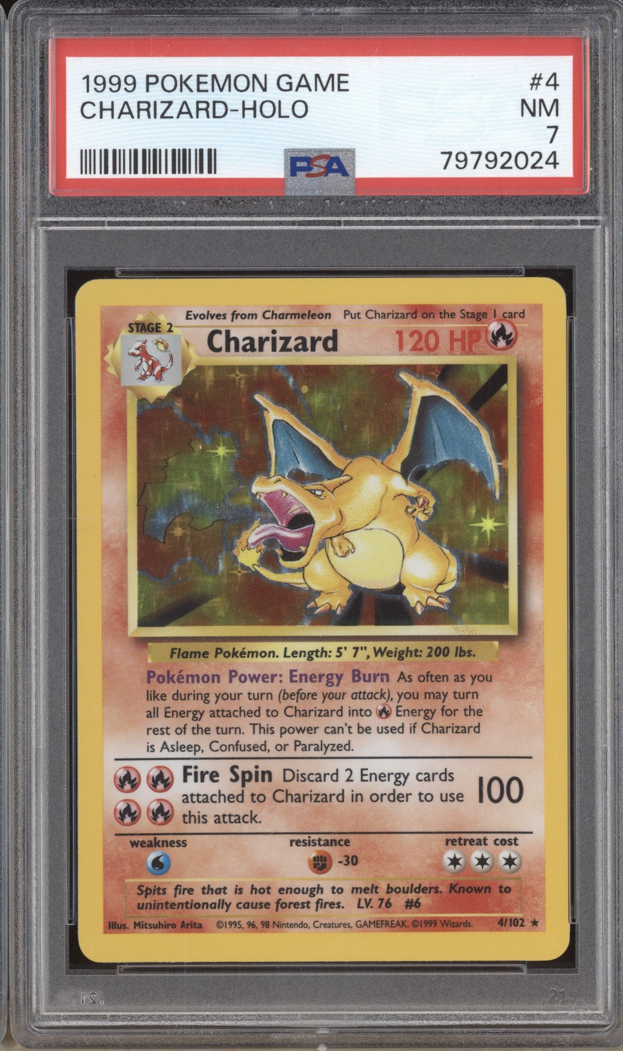 Charizard 1999 Pokemon Base Set 4 Holo